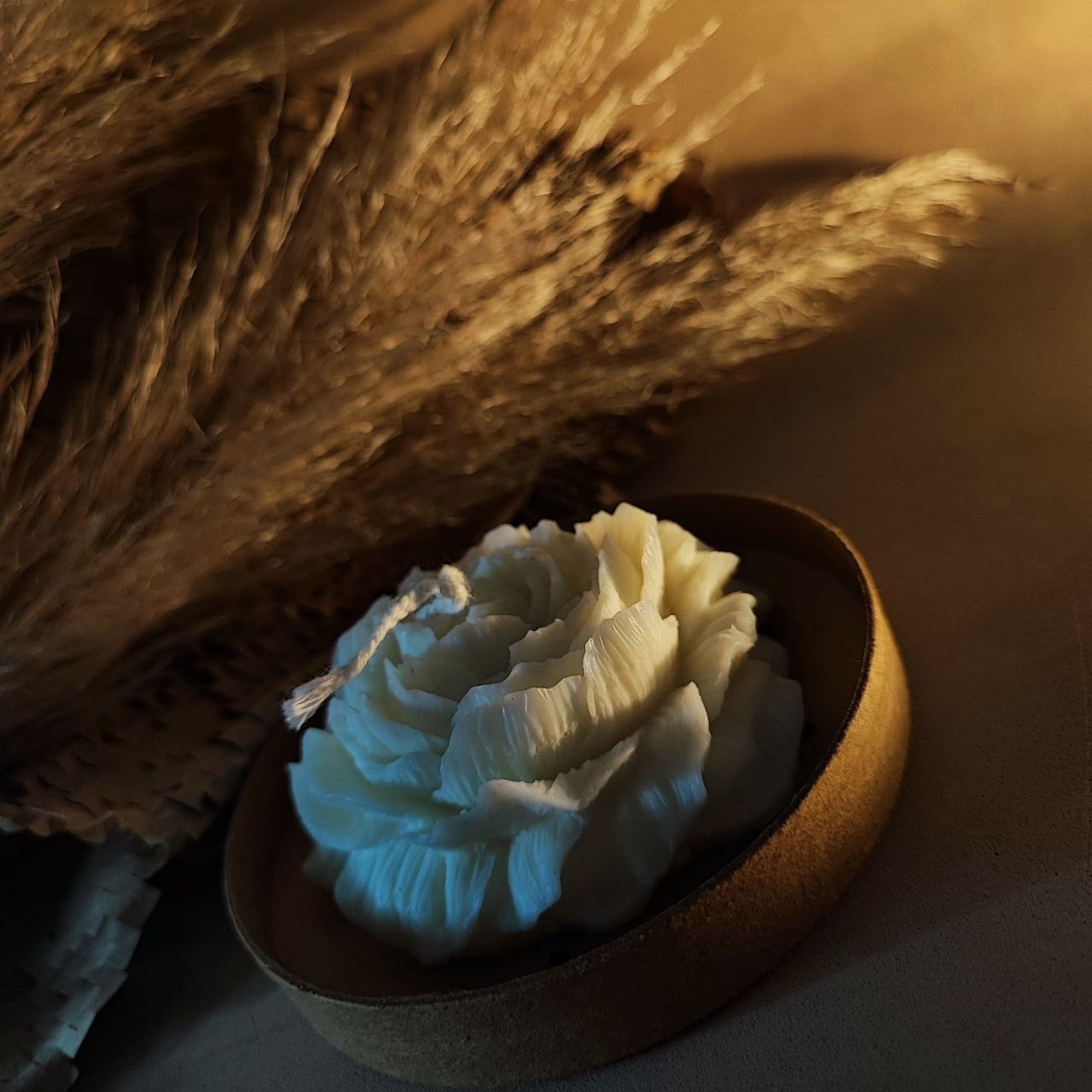 Vela de cera de abelhas flor peônia